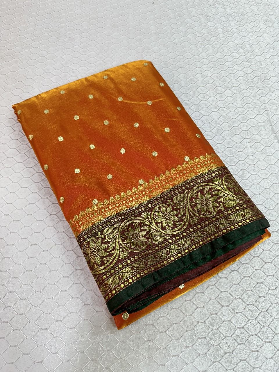 Orange Colour Banarasi Satin Silk