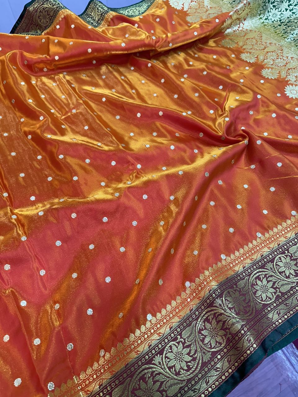 Orange Colour Banarasi Satin Silk