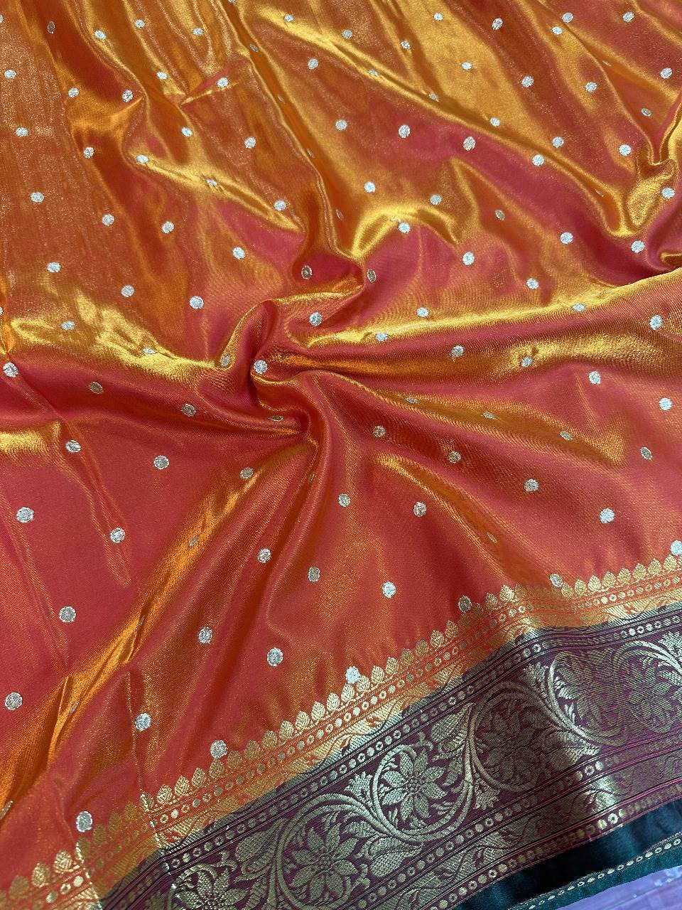 Orange Colour Banarasi Satin Silk