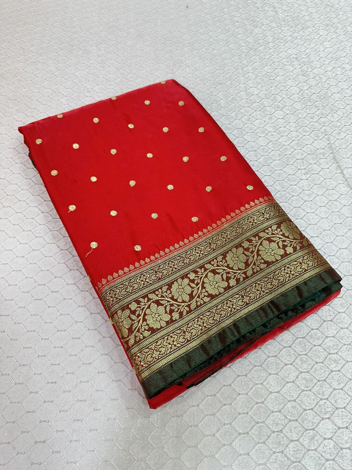 Red Colour Banarasi Satin Silk