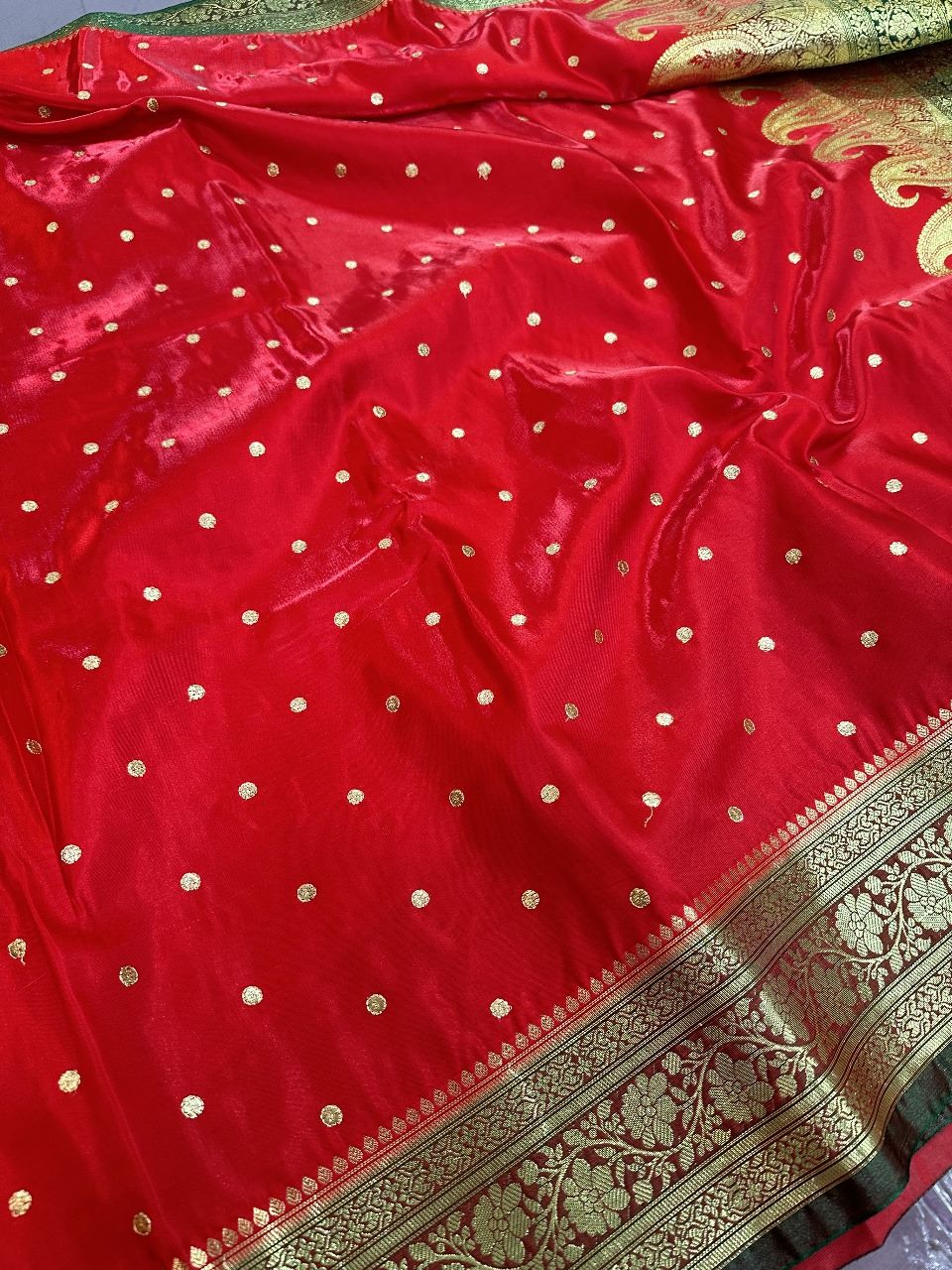 Red Colour Banarasi Satin Silk