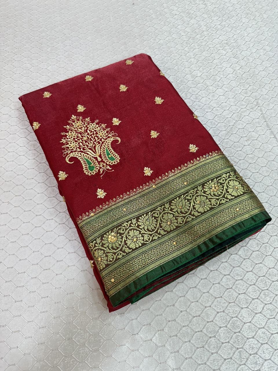 Maroon Colour Banarasi Satin Silk