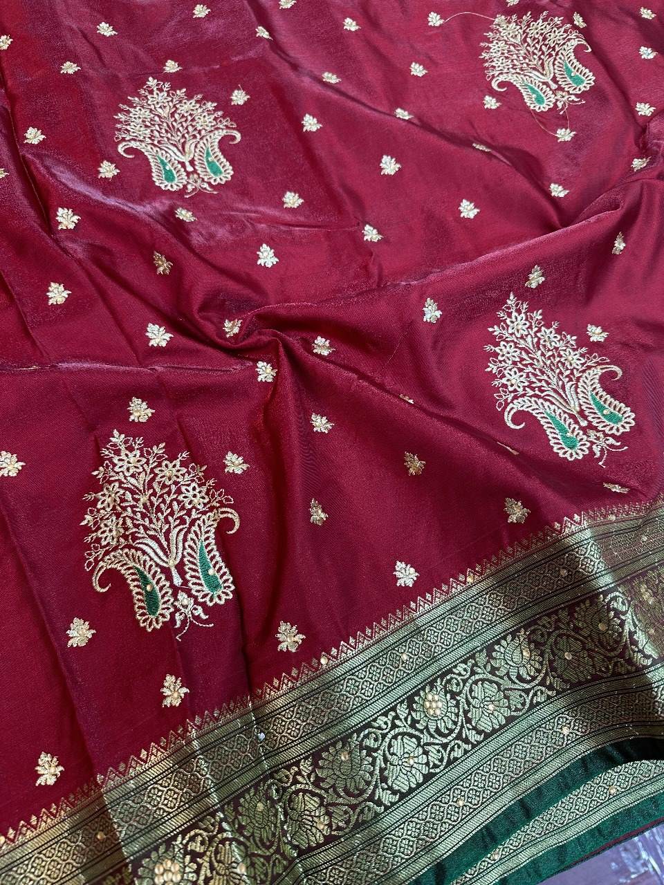 Maroon Colour Banarasi Satin Silk