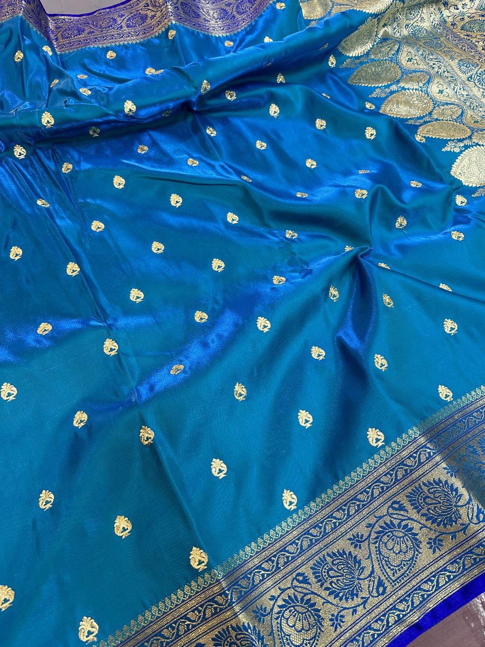 Blue Colour Banarasi Satin Silk