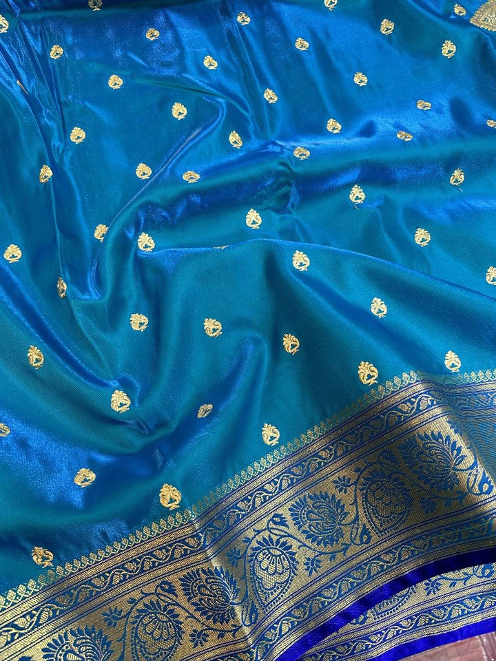 Blue Colour Banarasi Satin Silk