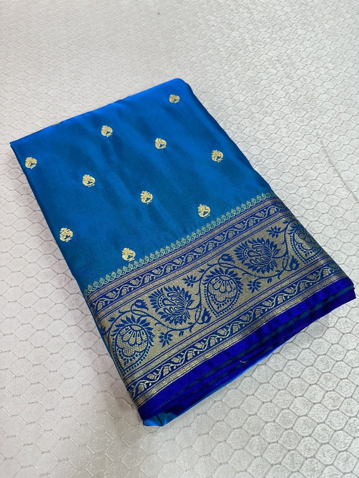 Blue Colour Banarasi Satin Silk