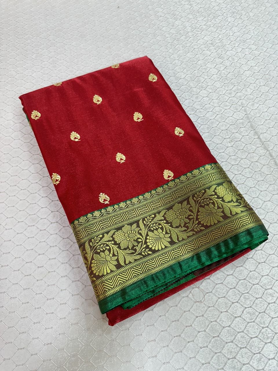 Red Colour Banarasi Satin Silk