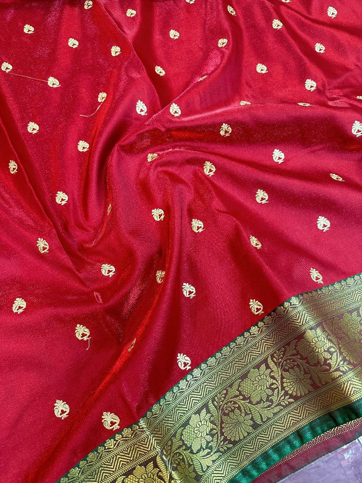 Red Colour Banarasi Satin Silk