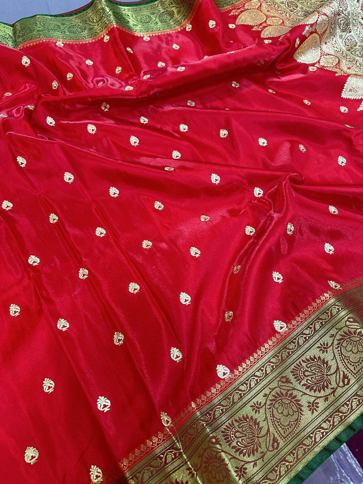 Red Colour Banarasi Satin Silk