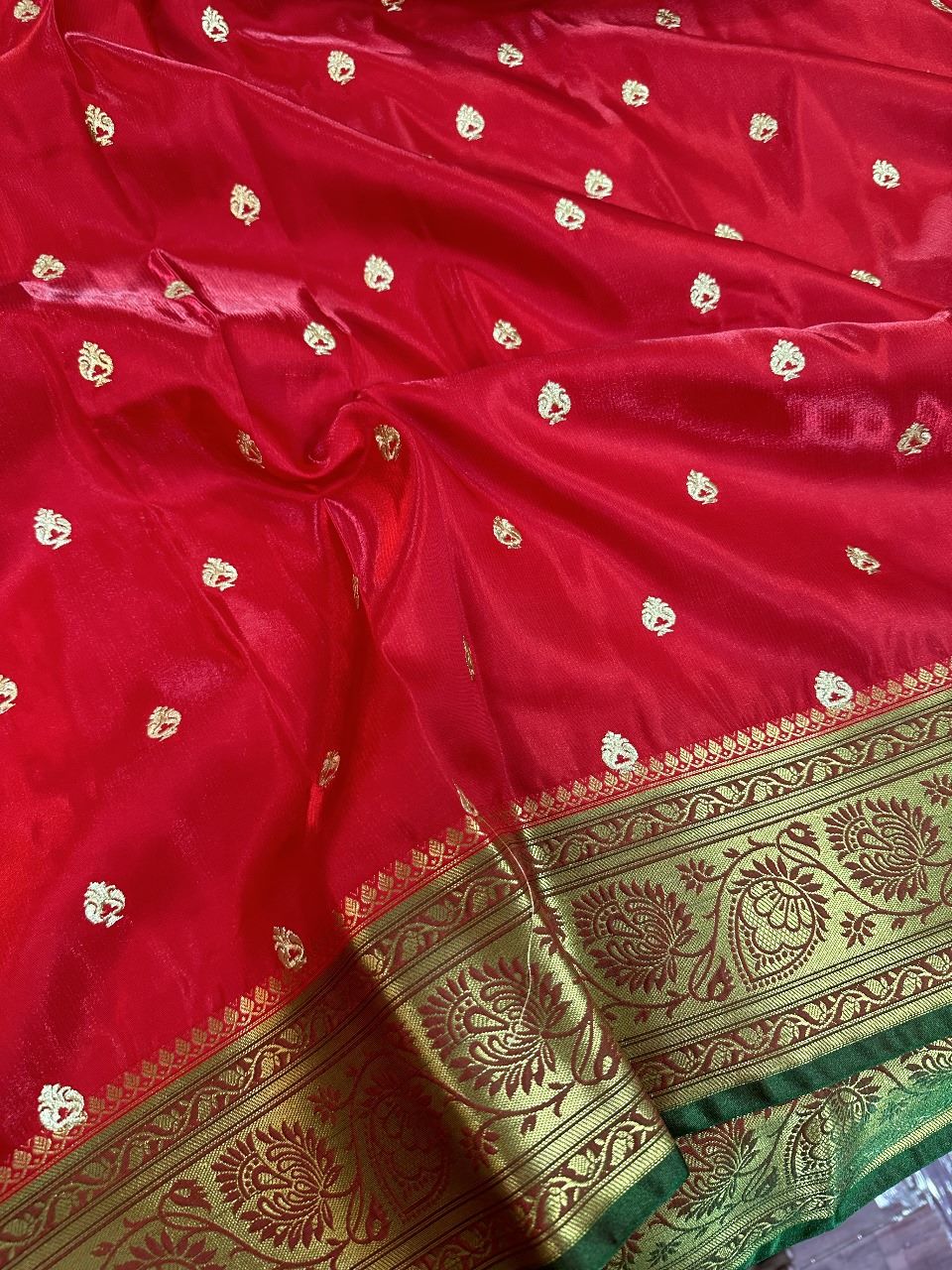 Red Colour Banarasi Satin Silk