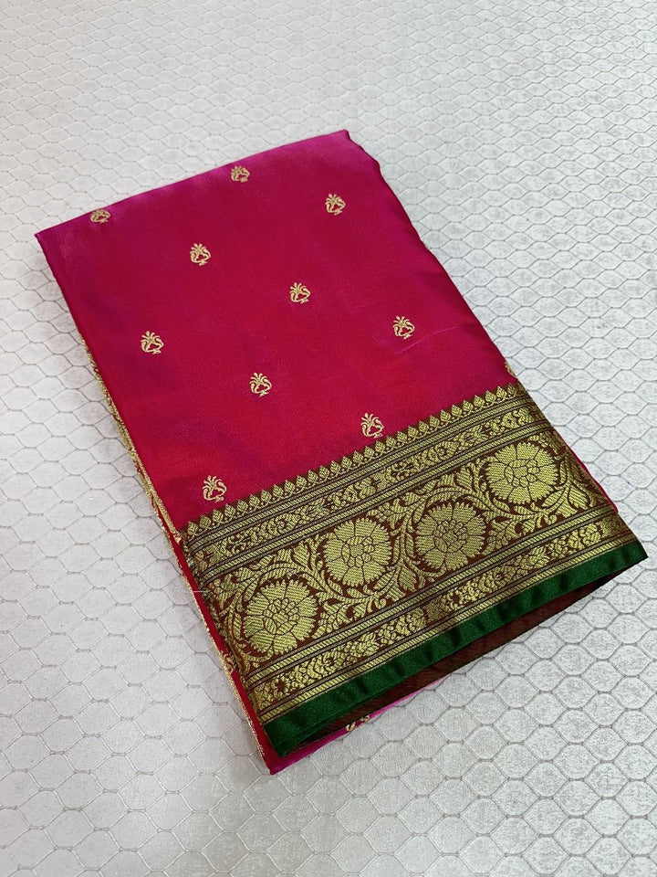 Pink Colour Banarasi Satin Silk