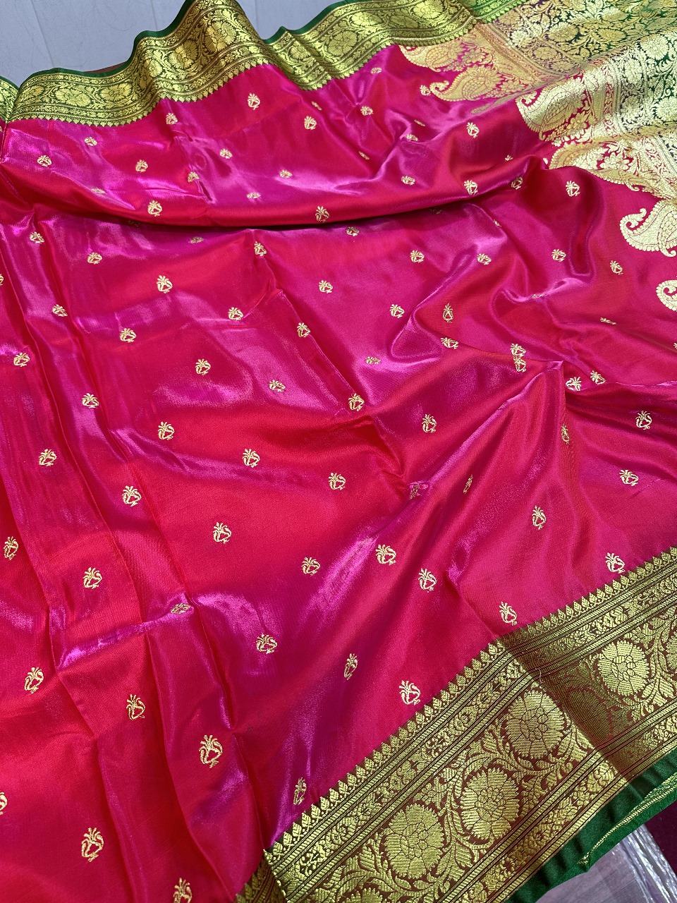 Pink Colour Banarasi Satin Silk