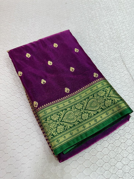 Purple Colour Banarasi Satin Silk