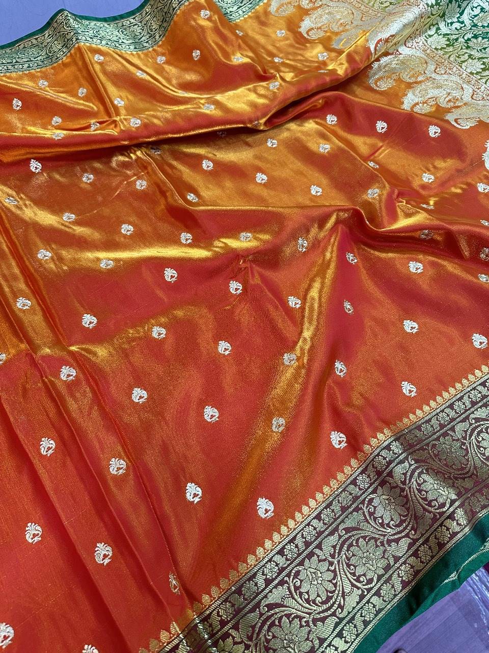 Orange Colour Banarasi Satin Silk