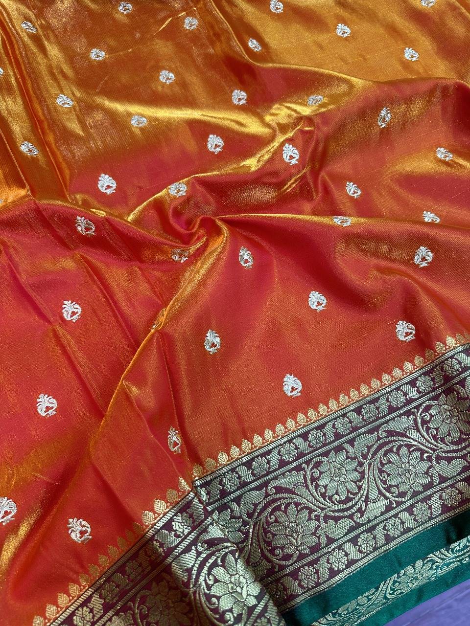 Orange Colour Banarasi Satin Silk