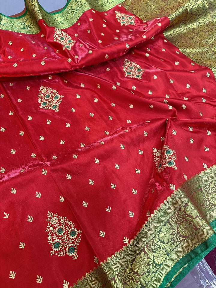 Red Colour Banarasi Satin Silk