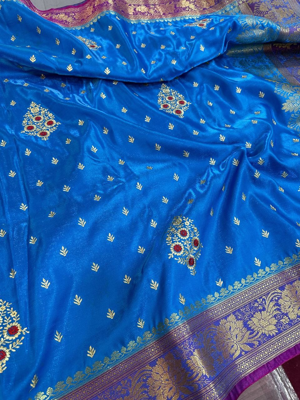 Blue Colour Banarasi Satin Silk