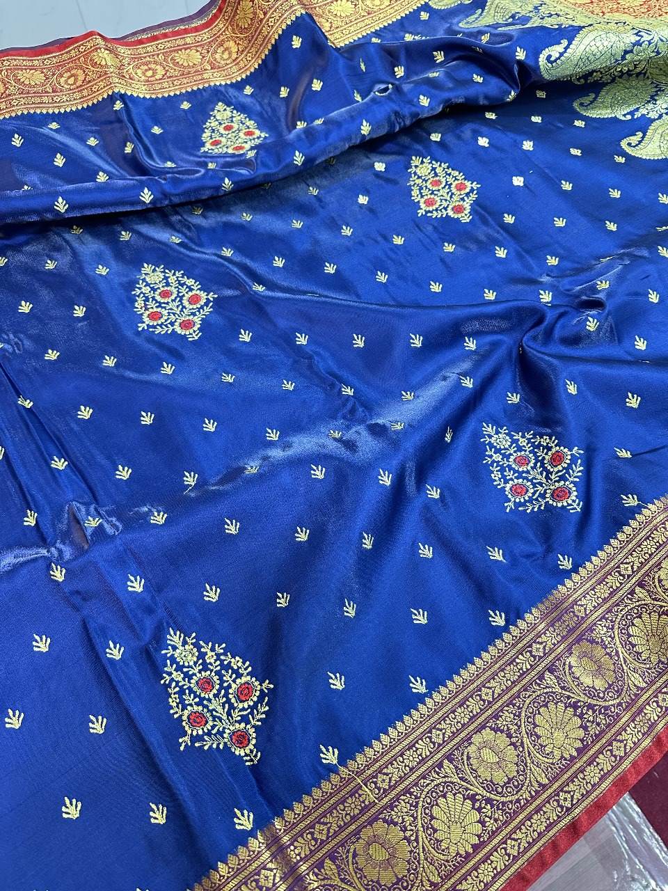 Blue Colour Banarasi Satin Silk