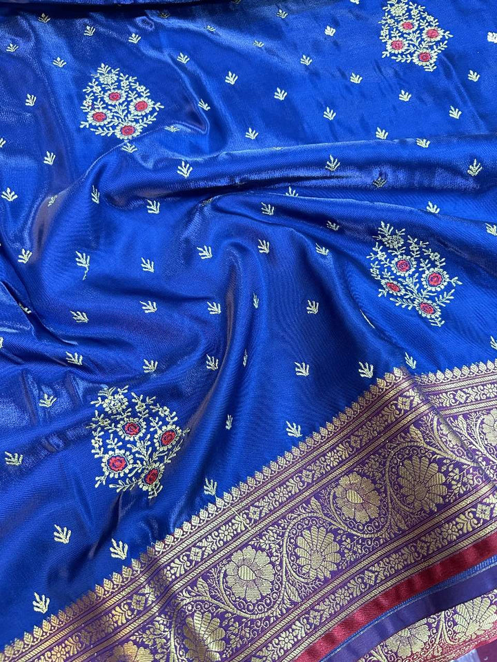 Blue Colour Banarasi Satin Silk