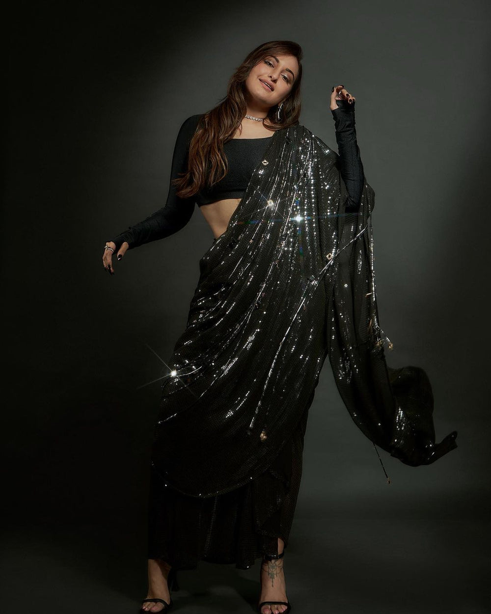 Sonakshi Sinha Style premium Black Saree Shop Online