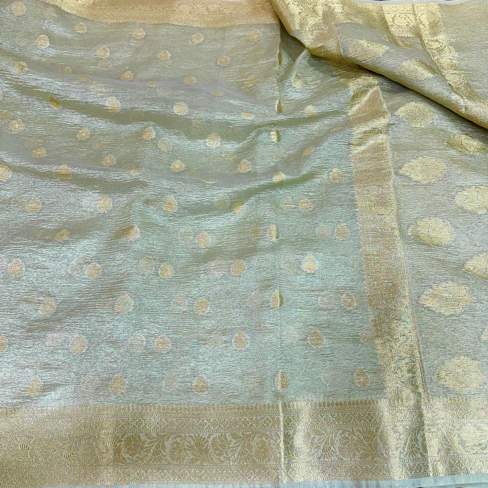 Manish malhotra inspired tissue crush saree in premium khaddi buti