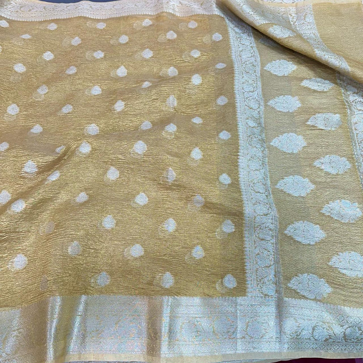 Premium Gold Tissue crush saree Manish Malhotra inspired