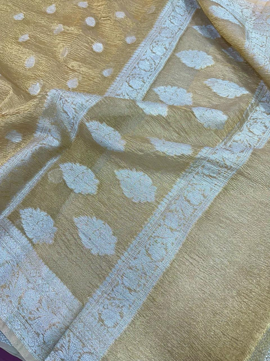 Premium Gold Tissue crush saree Manish Malhotra inspired