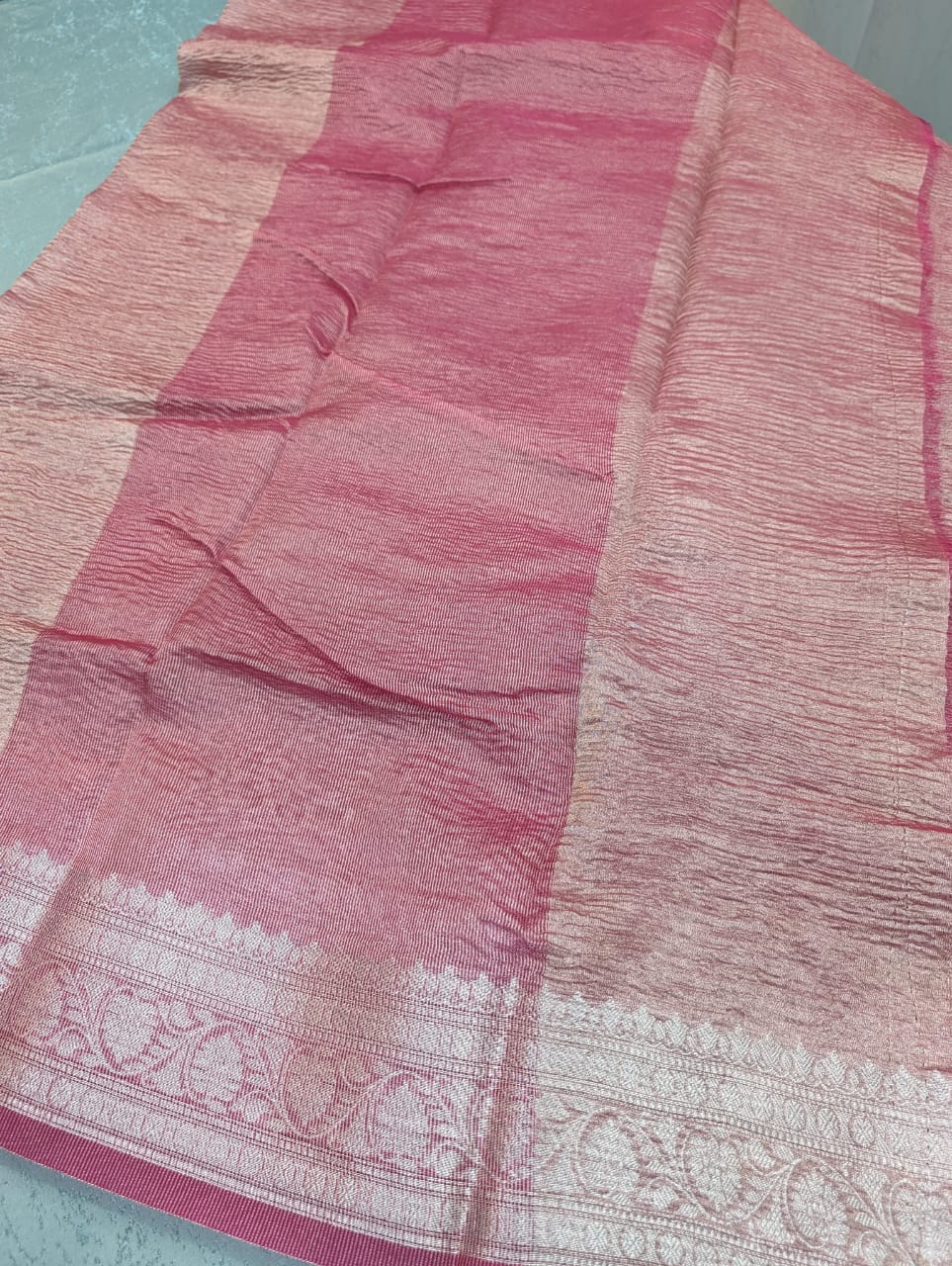 Manish Malhotra Inspired Pink Crush Tissue Saree