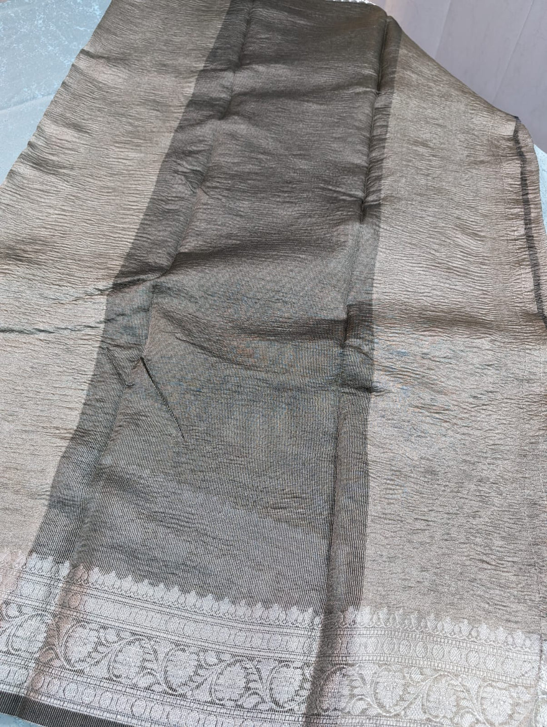 Manish Malhotra Inspired Grey Crush Tissue Saree