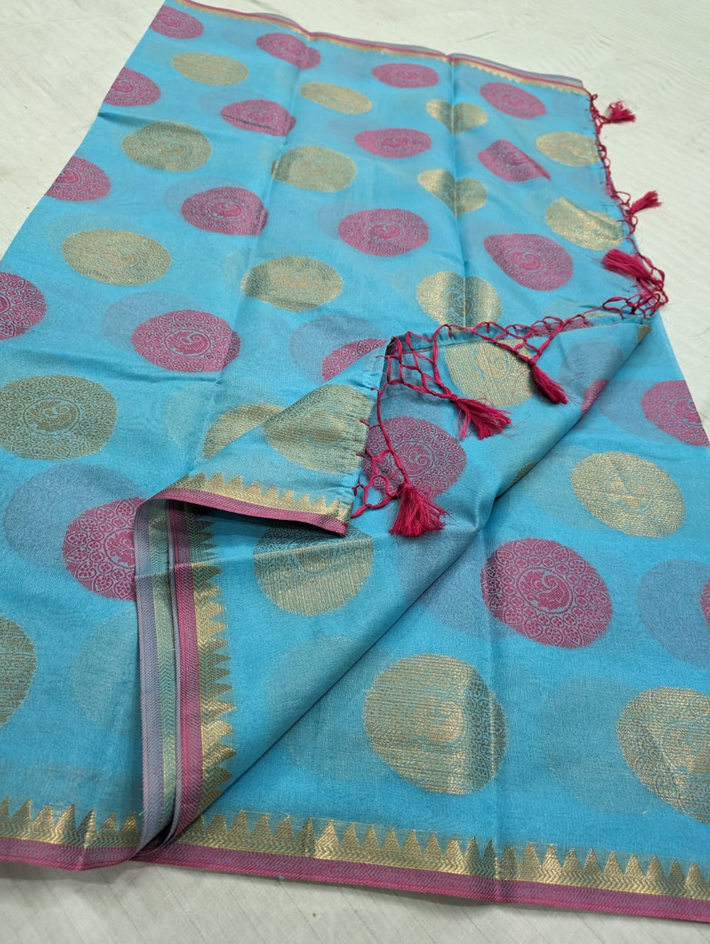 Blue Cotton Saree