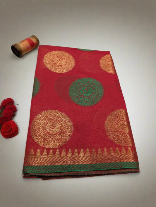 Red cotton Saree