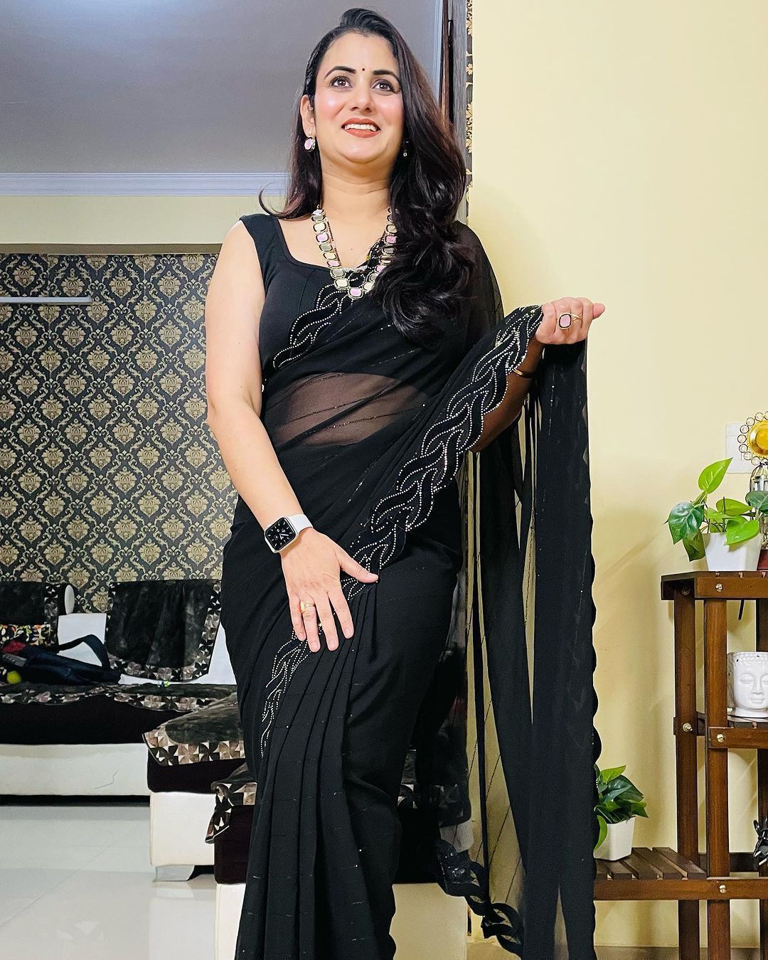 Met Gala Theme - Garden of Time Black Saree