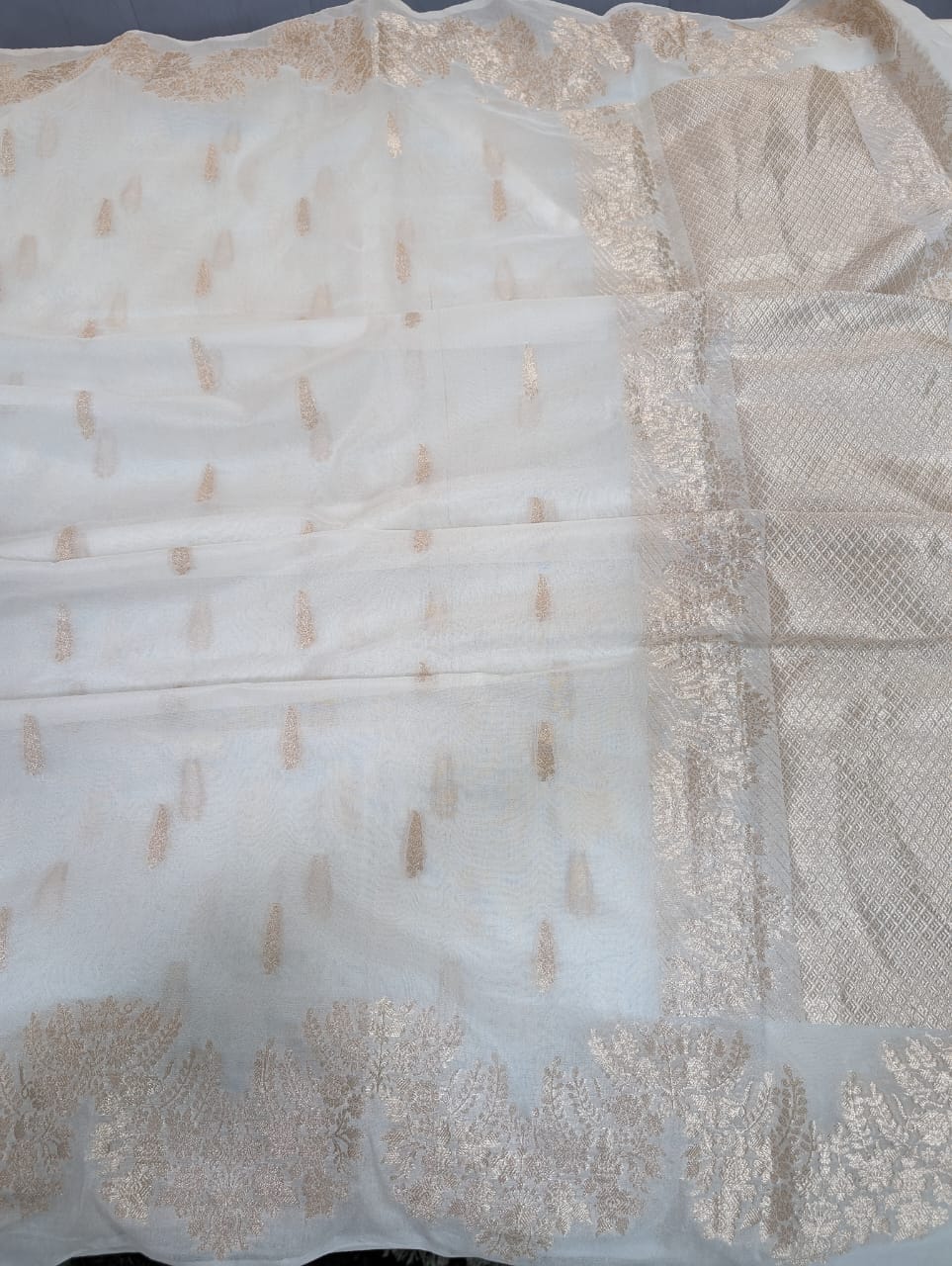 Ivory White Warm Silk Saree With Rich Pallu