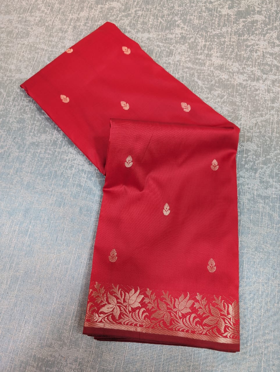 Premium Red Mashru Katan Silk Saree with pallu and blouse