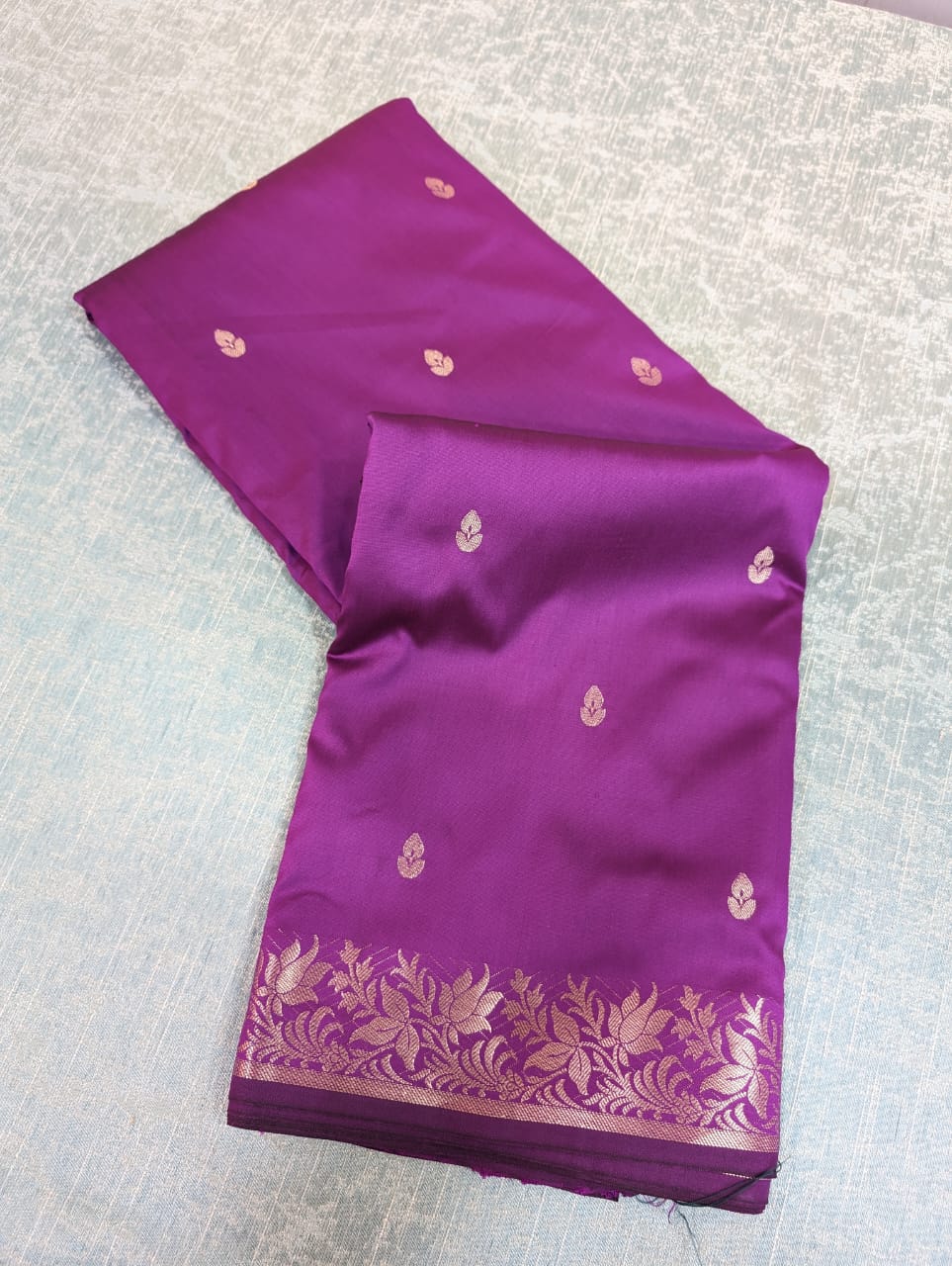 Premium Purple Mashru Katan Silk Saree with pallu and blouse