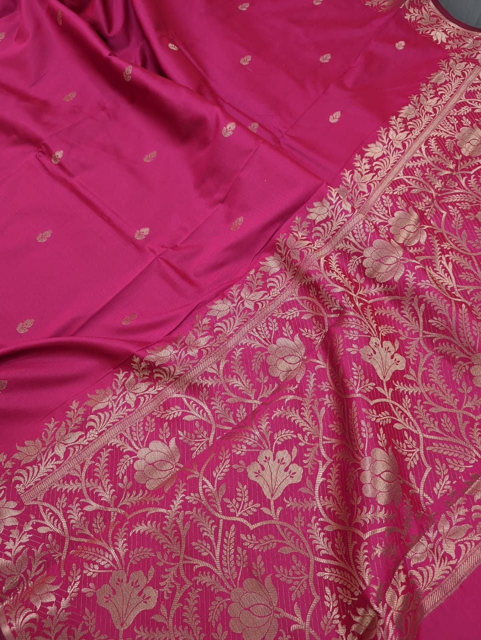 Premium Rani Pink Mashru Katan Silk Saree with pallu and blouse