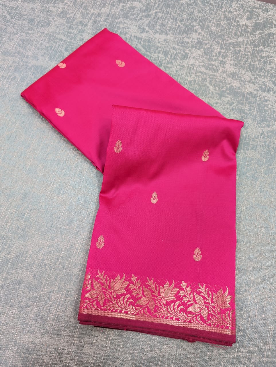 Premium Rani Pink Mashru Katan Silk Saree with pallu and blouse