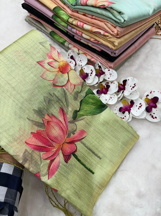 Tussar Silk Saree with Pichwai Digital Print