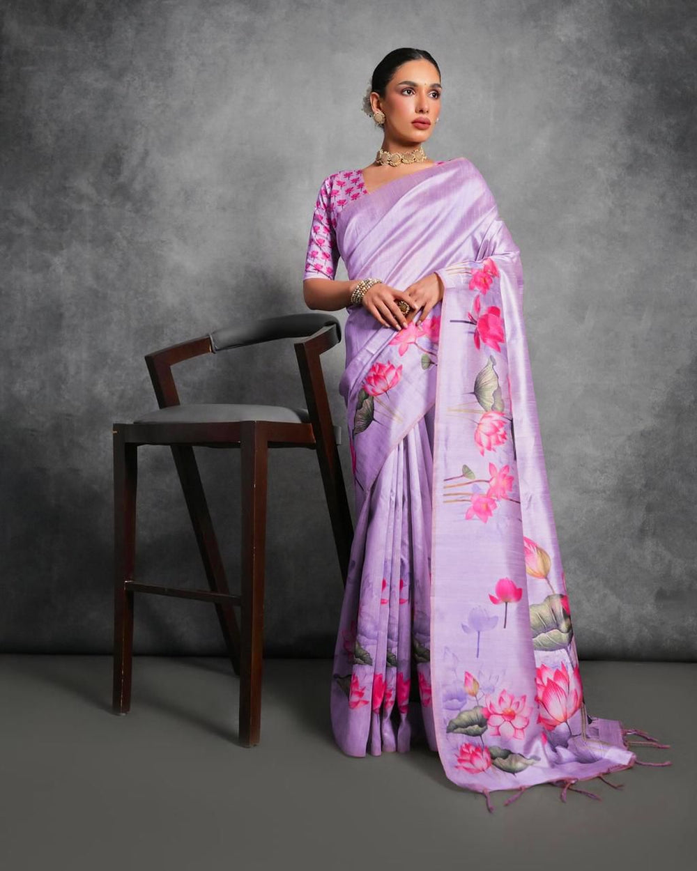 Tussar Silk Saree with Pichwai Digital Print