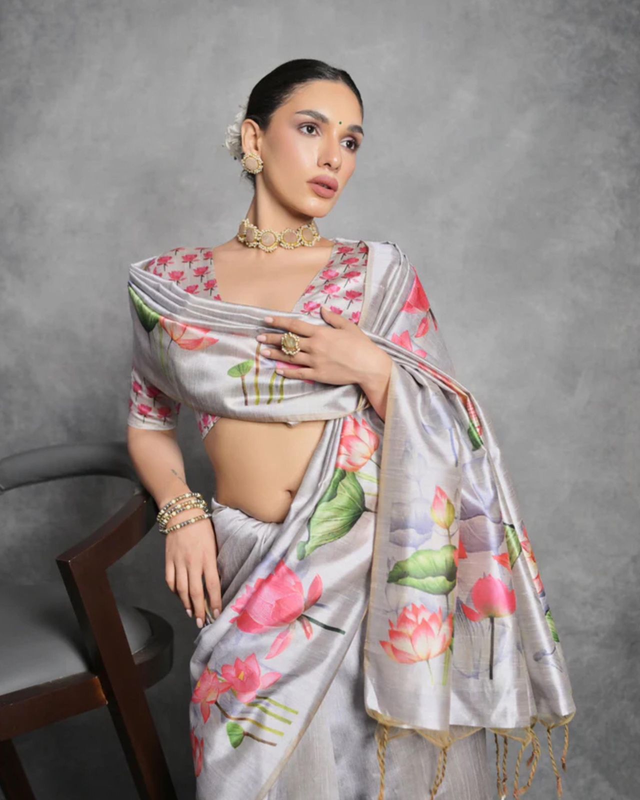 Tussar Silk Saree with Pichwai Digital Print