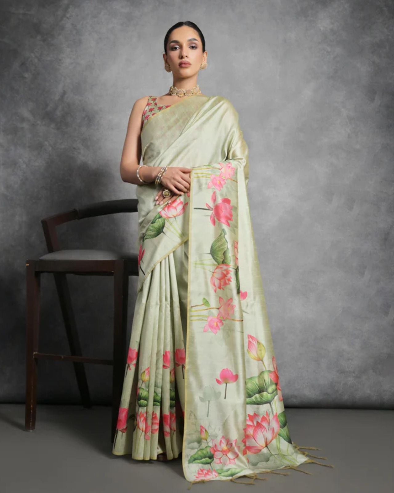 Tussar Silk Saree with Pichwai Digital Print