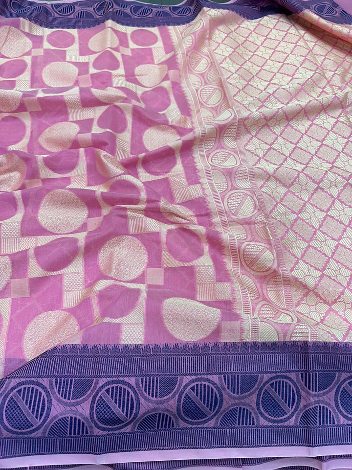 Light Pink Color Shade Cotton Silk Saree