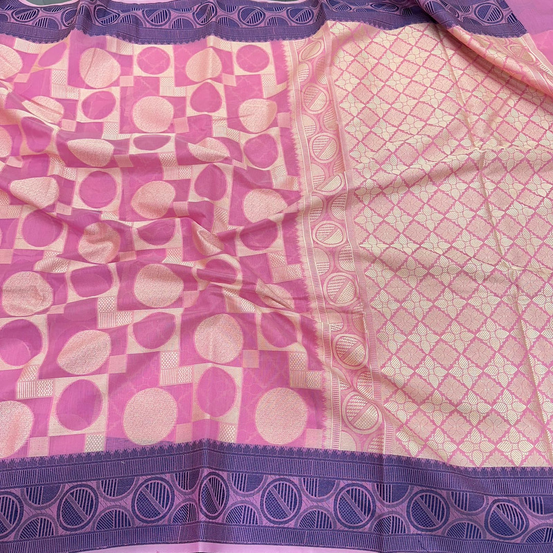 Light Pink Color Shade Cotton Silk Saree