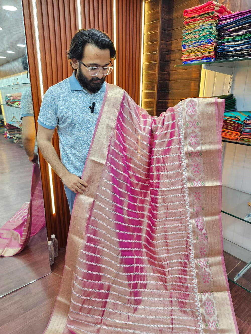 Premium tissues Silk saree with pochampally border