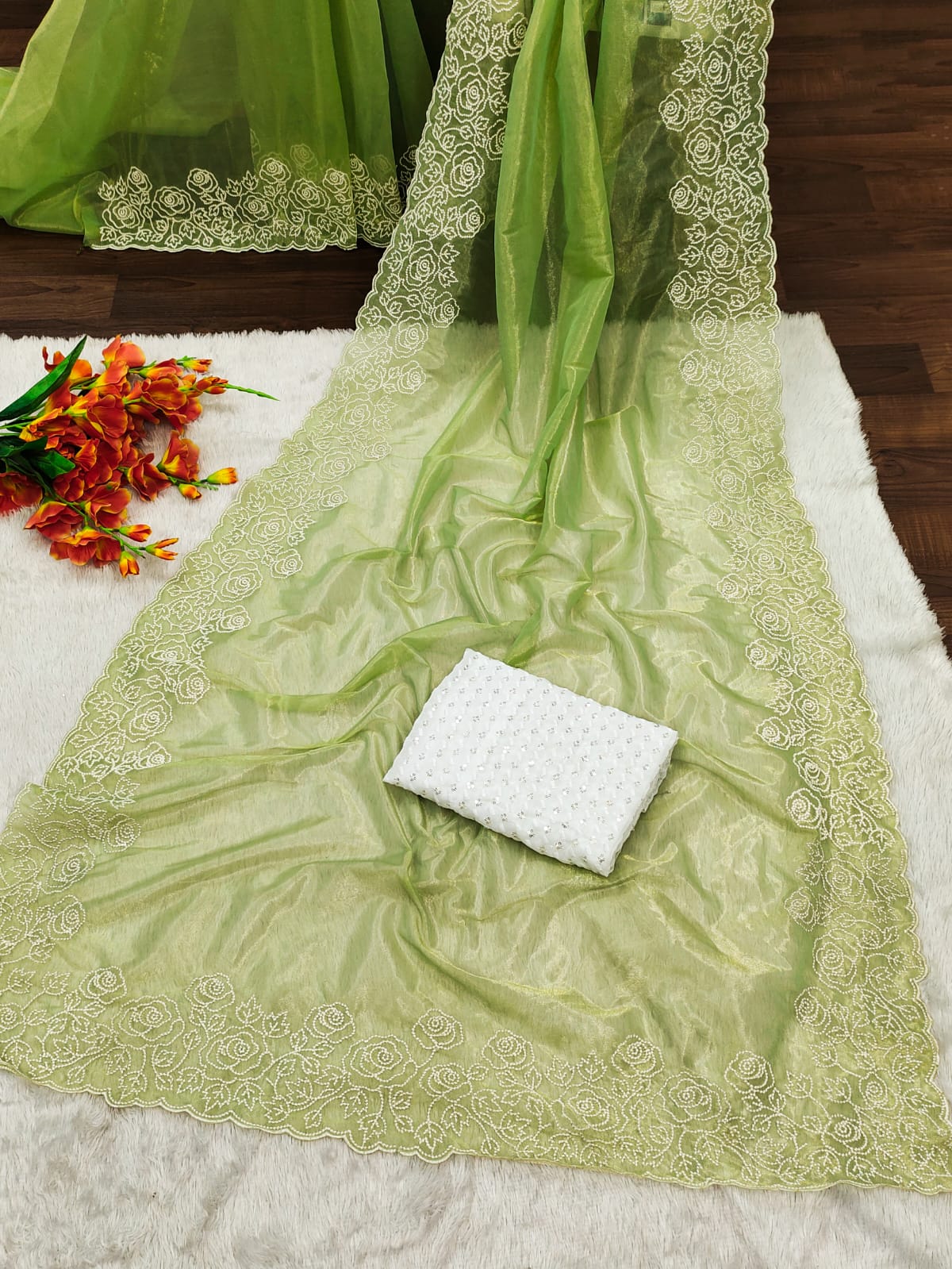 Premium Tissue with Chikankari Work