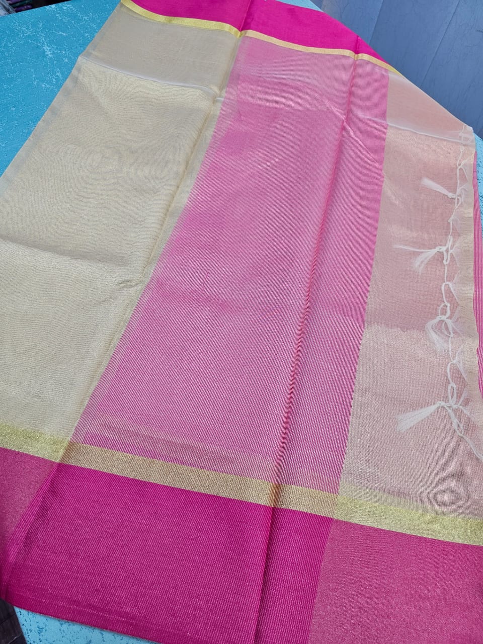 Tissue Silk Saree with Zari Pallu and Blouse