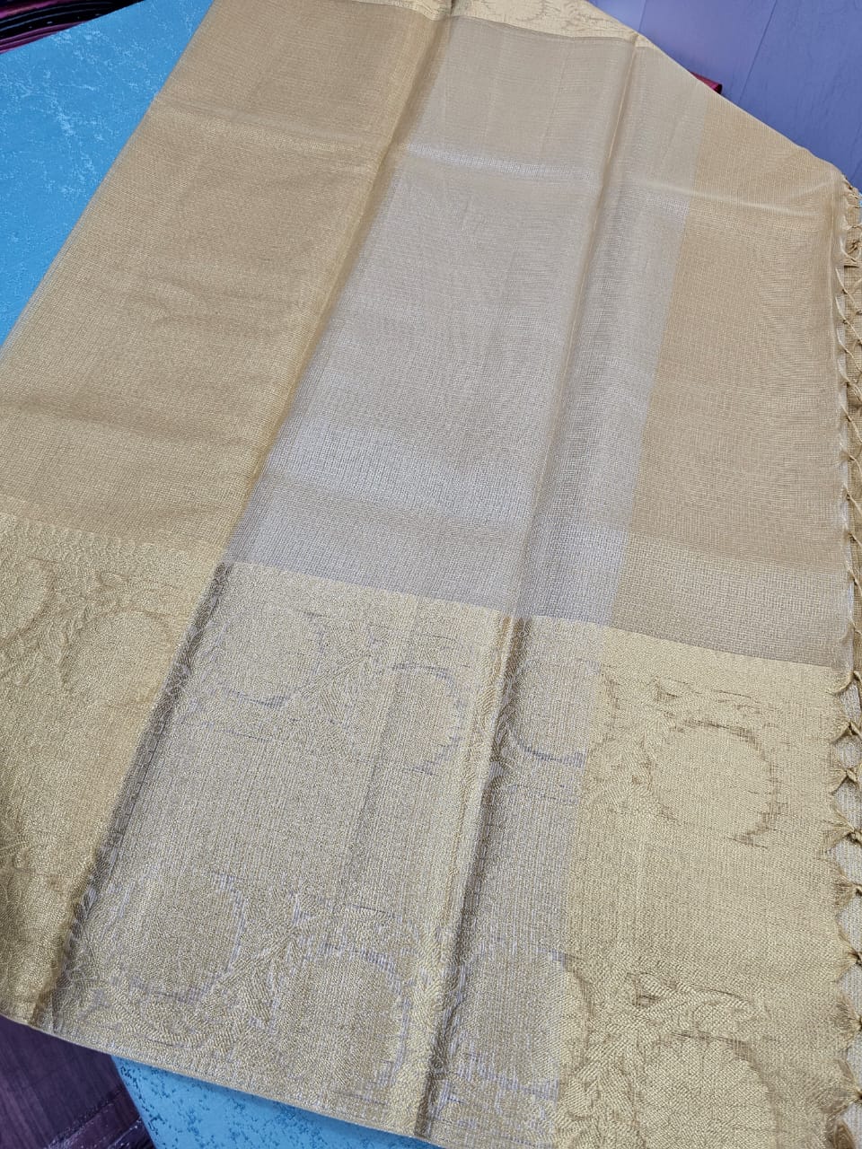 Tissue Silk Saree with Zari Pallu and Blouse