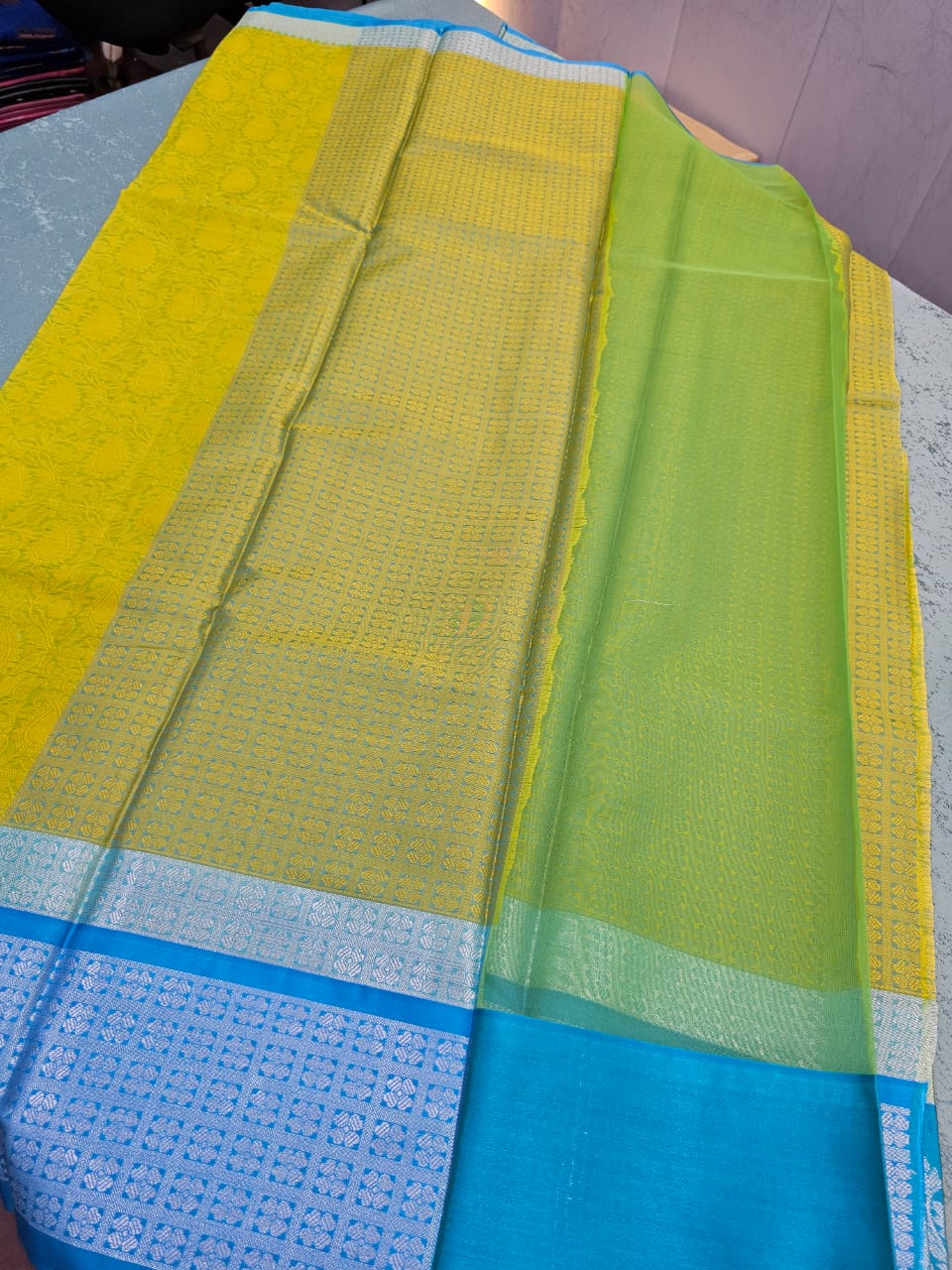 Kora Muslin saree with rich pallu and blouse