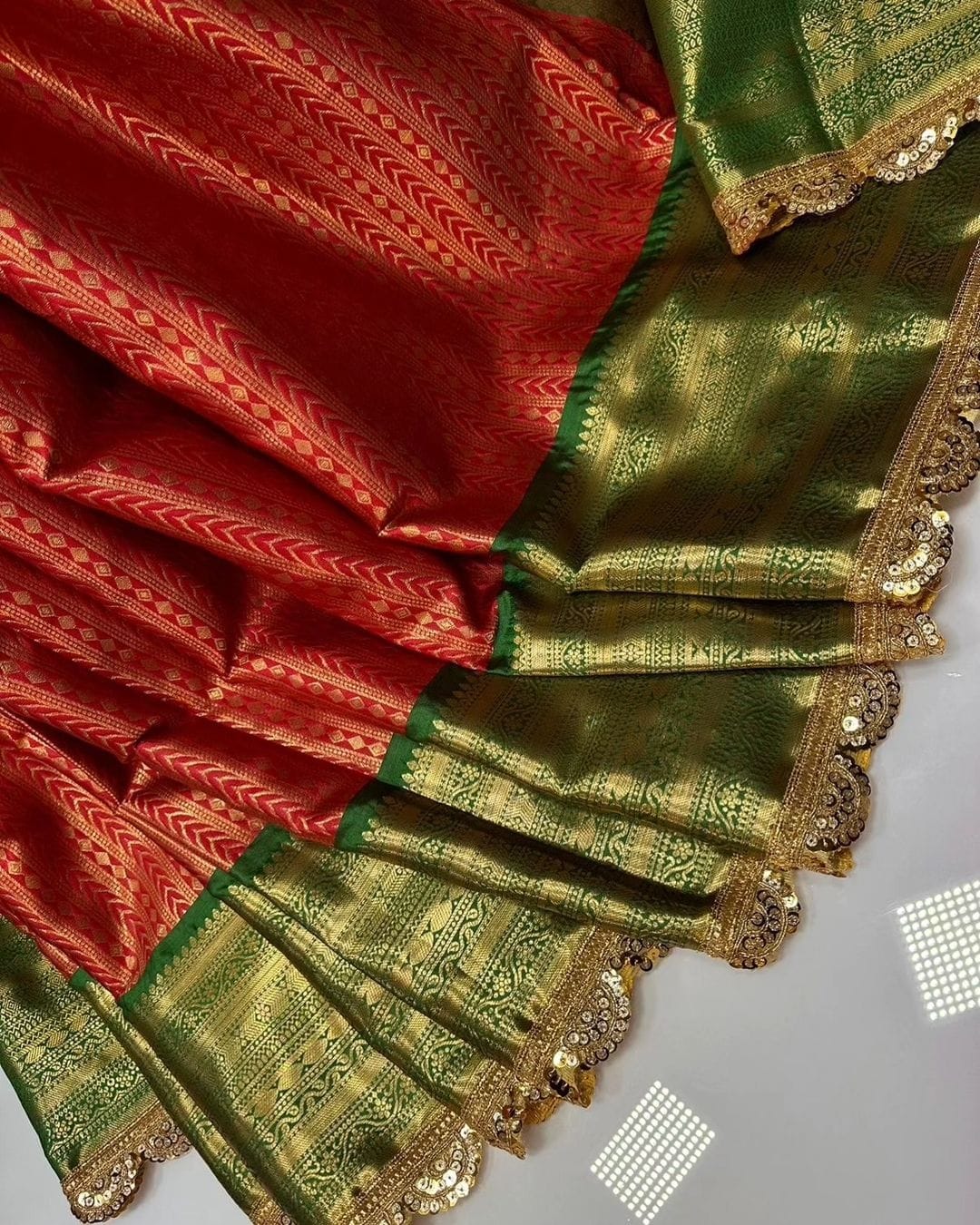 Premium Kanjivaram Silk Saree with Heavy Lace Work