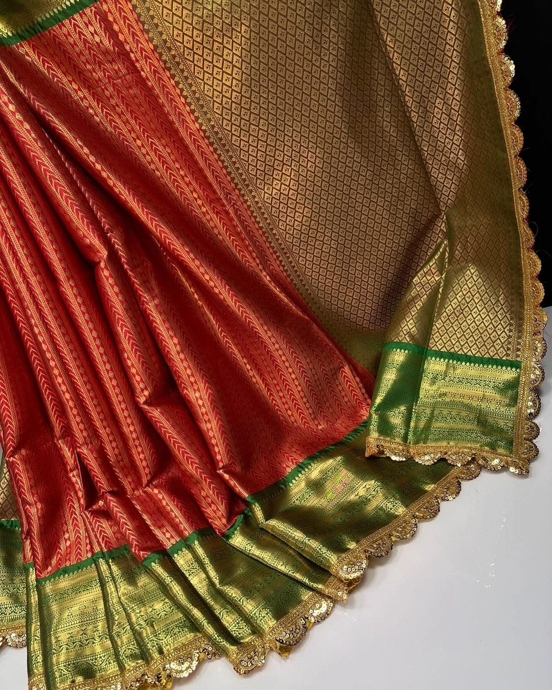 Premium Kanjivaram Silk Saree with Heavy Lace Work